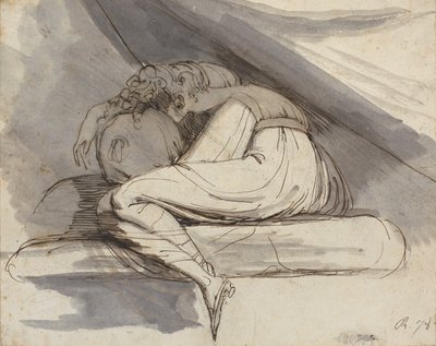 Kvinde siddende, krøllet sammen af Johann Heinrich Füssli