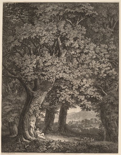 Italiensk Landskab med et Par Hyrder af Johann Heinrich Meyer