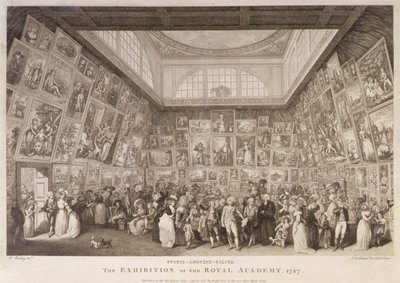 Indvendigt billede af Somerset House, der viser en udstilling fra Royal Academy of Arts i 1787 af Johann Heinrich Ramberg