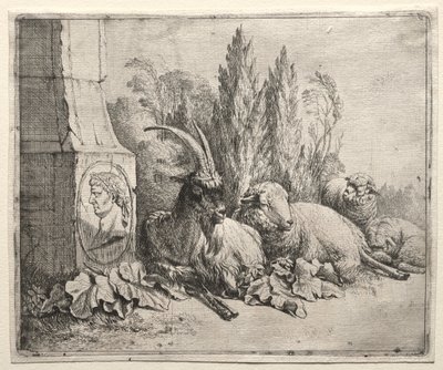 Buste i bunden af en pyramide af Johann Heinrich Roos