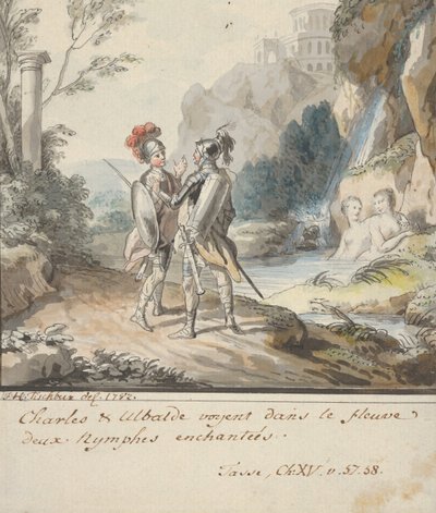 Carlo og Ubaldo modstår Armidas nymfers fortryllelser fra Torquato..., 1782. af Johann Heinrich Tischbein