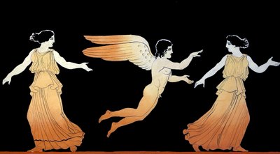 Eros forfølger to kvinder ca. 1796 (Kobberpladegravering) af Johann Heinrich Wilhelm Tischbein