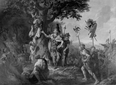 Hermann fejrer sejren efter slaget i Teutoburgerskoven af Johann Heinrich Wilhelm Tischbein