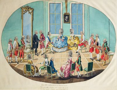 Nytårsfejring i Wien i 1782, 1783 (kobberstik med wc) af Johann Hieronymus Loeschenkohl