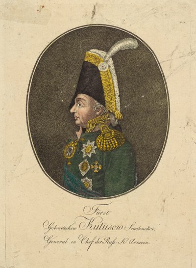 Portræt af feltmarskal prins Mikhail Kutuzov 1745-1813, ca. 1790. af Johann Hieronymus Loeschenkohl