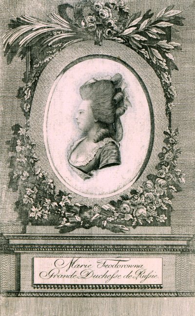 Portræt af storhertuginde Maria Feodorovna Sophie Dorothea af Württemberg 1759-1828, 1781 af Johann Hieronymus Loeschenkohl