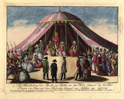 Aflejringen af Pashaen af Khotyn af prins Josias af Sachsen-Coburg og general..., sept 1788. af Johann Hieronymus Loeschenkohl
