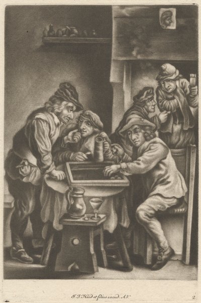 Mænd, der spiller backgammon af Johann Jacobus Haid