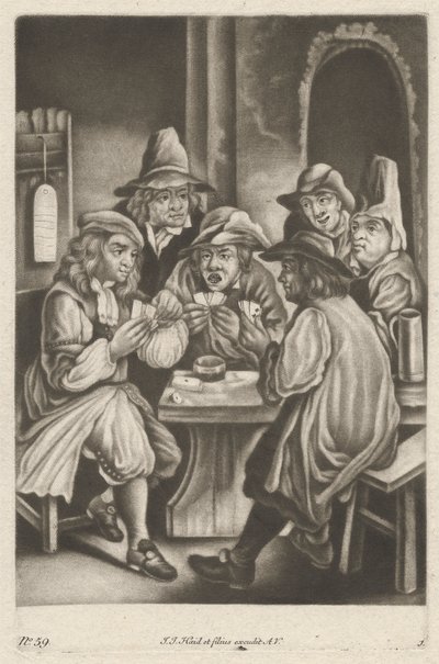 Mænd, der spiller kort af Johann Jacobus Haid