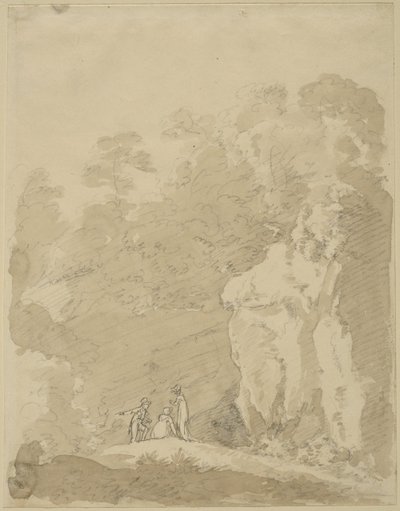 herre og to damer af Johann Jakob Dorner der Jüngere