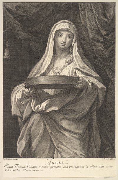 Tuccia, 1720. af Johann Jakob Frey the Elder