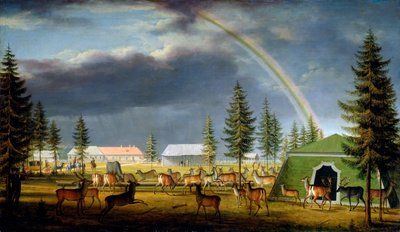 Menageriet i Gatchina Palace Park, 1792. af Johann Jakob Mettenleiter
