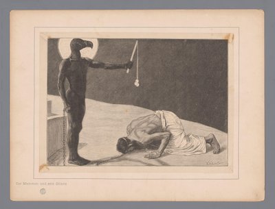 Tilbedelse af Mammon Der Mammon und sein Sklave (titel på objekt) Syv mystiske repræsentationer (serietitel) af Johann Jakob Weber