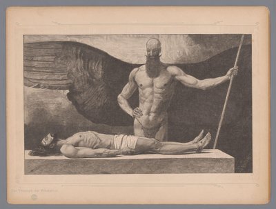 Kristus i sarkofagen med en engel Der Triumph der Finsternis (titel på objekt) Syv mystiske repræsentationer (serietitel) af Johann Jakob Weber