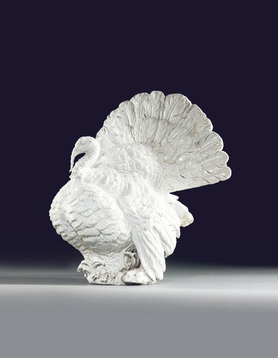 Meissen model af en kalkunhane, ca. 1733 (keramik) af Johann Joachim (after) Kändler