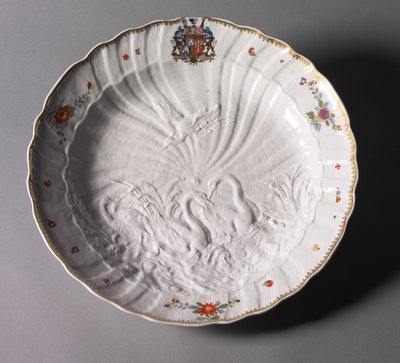 Tallerken fra Svaneservicen, fabrikant Meissen Porcelænsfabrik, Tyskland, ca. 1737-1741 (porcelæn) af Johann Joachim (after) Kändler