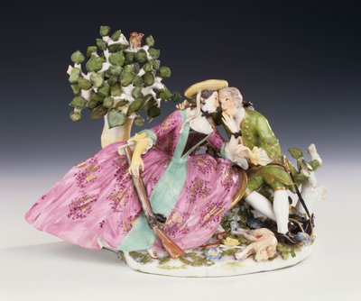 En Meissen crinoline gruppe af resten under sagen, ca. 1745 (porcelæn) af Johann Joachim Kaendler