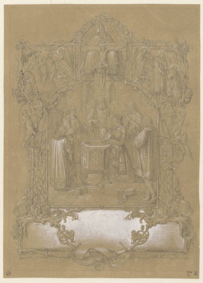 Design til et dåbskort af Johann Klein (attributed to)