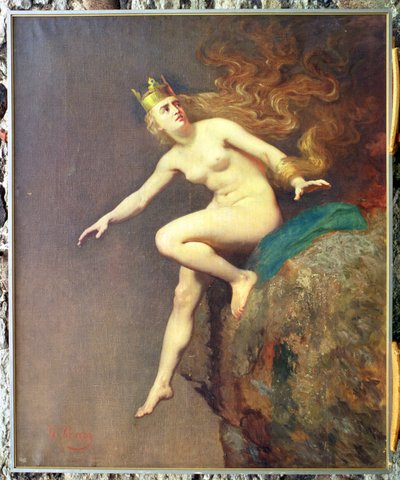 Lorelei, en undersøgelse til maleriet The Imprecation of Lorelei af munkene, 1887 af Johann Koler