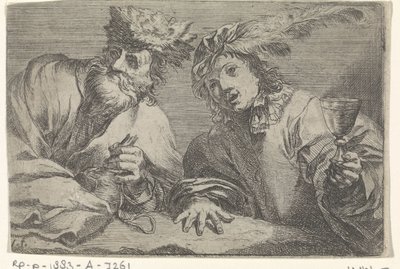 Gammel og ung mand ved et bord af Johann Liss