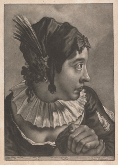 Portræt af en kvinde iført en fjer af Johann Lorenz Haid