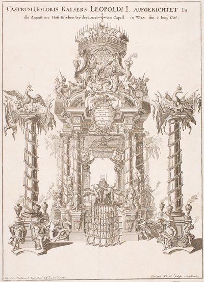 Sørgestillads for kejser Leopold I i Augustinerkirken i Wien, 1705 af Johann Lucas von Hildebrandt