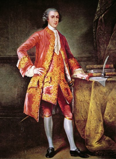 Portræt af Frederick Calvert (farve litho) af Johann Ludwig (after) Tietz