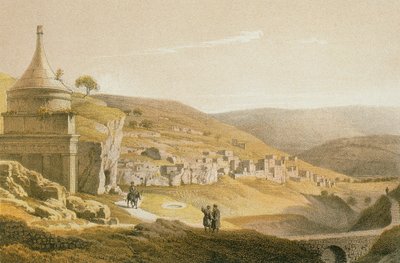 Absaloms og Siloans grav. Radering af Bernatz et alii - Steinkopk J.F. Editore af Johann Martin Bernatz