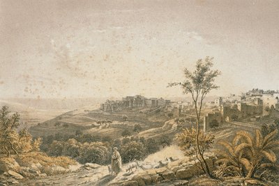 Udsigt over Jerusalem. Radering af Bernatz et alii - Steinkopk J.F. Redaktør af Johann Martin Bernatz