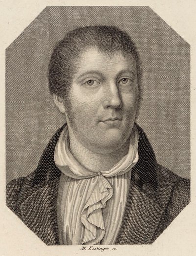 Portræt af violinisten og komponisten Louis Spohr 1784-1859, 1820. af Johann Martin Esslinger
