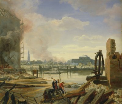 Hamburg efter branden 1842, 1842 af Johann Martin Gensler