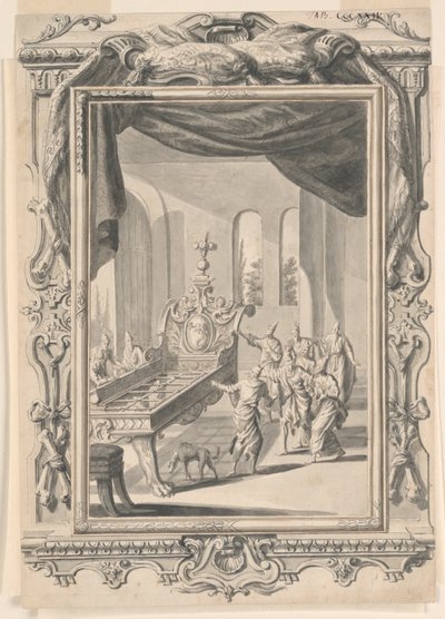Studie til The Iron Bedstead of King Og, Plade 324, Physica Sacra af Johann Melchior Füssli