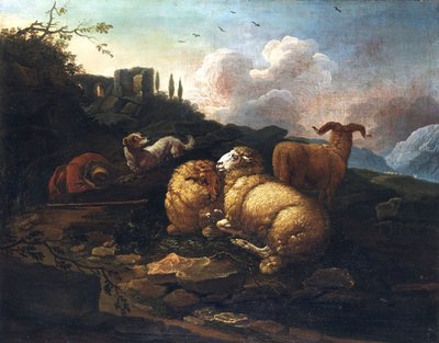 Johann Melchior Roos Får og fårehyrde af Johann Melchior Roos