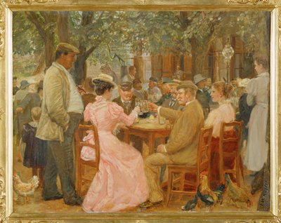 Beim Heurigen - i en Heurigen-pub ... (olie på træ) af Johann Michael Kupfer