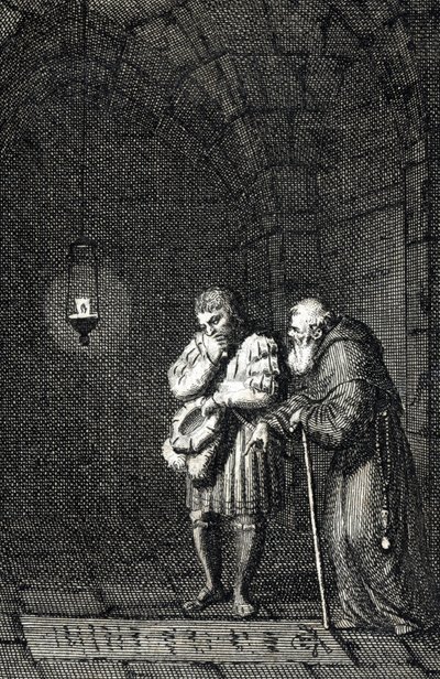 Kejser Karl IV (1346-1378) samler på graven af Widukind af Sachsen (eller Wittekind af Sachsen) en Enger Tyskland i 1377 (Karl IV, hellig romersk kejser ved graven af Widukind (Widuking eller Wittekind) i Enger, Tyskland) af Johann Michael Me af Johann Michael Mettenleiter