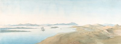 Panoramaudsigt på øerne Delos, begyndelsen af det 19.-slutningen af det 19. århundrede. af Johann Michael Wittmer