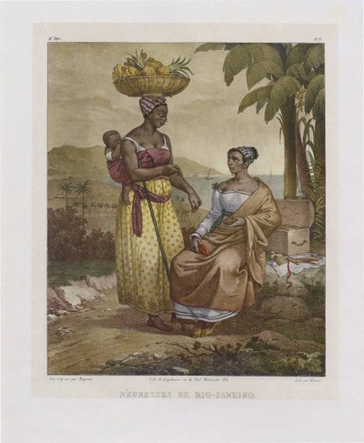 Sorte kvinder fra Rio de Janeiro. Fra Picturesque Journey in Brazil, 1835. af Johann Moritz Rugendas
