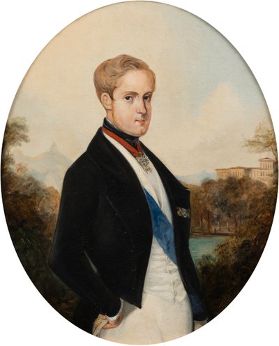 Portræt af kejser Peter II af Brasilien 1825-1891, 1846. af Johann Moritz Rugendas