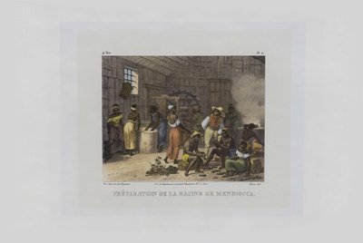Forberedelse af mandioka rødder. Fra maleriske rejser i Brasilien, 1830-1835. af Johann Moritz Rugendas