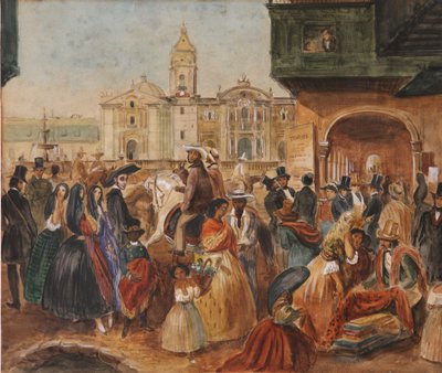 Undersøg for Limas hovedtorv af Johann Moritz Rugendas