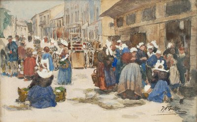 Marked i Concarneau af Johann Nepomuk Geller