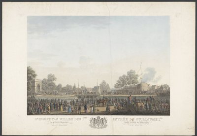 Vilhelm den 1.s ankomst til byen Bruxelles den 30. marts 1815 / Entrée de Guillaume 1er dans la Ville de Bruxelles, den 30. marts 1815 (titel på objektet) Tolv plader med ankomsten og indvielsen af ​​William I i Bruxelles og kampene ved Quatre-Bras af Johann Nepomuk Gibèle