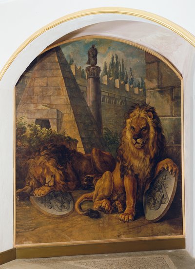 Løve med våbenskjoldet fra huset Habsburg-Lorraine af Johann Nepomuk Höchle