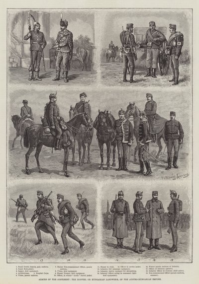 Hære på kontinentet, Honved eller Ungarn Landwehr, af det østrig-ungarske imperium af Johann Nepomuk Schonberg