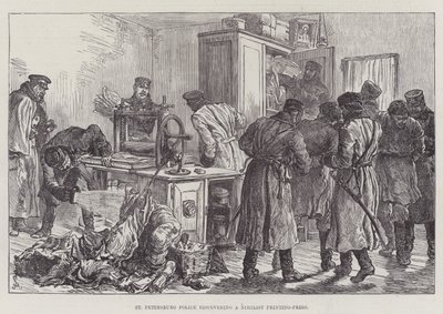 St. Petersborgs politi opdager en nihilistisk trykkeri af Johann Nepomuk Schonberg