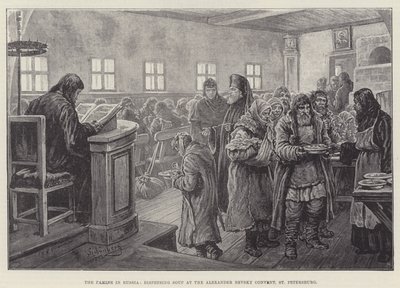 Hungersnøden i Rusland, udskænkning af suppe i Alexander Nevsky-klosteret, Skt. Petersborg af Johann Nepomuk Schonberg