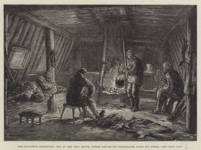 Jeannette-ekspeditionen, hytte ved Lena-mundingen, hvor løjtnant Danenhauer boede seks uger af Johann Nepomuk Schonberg