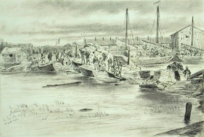 Pei-Ho-broen, august 1900 (akvarel på papir) af Johann Nepomuk Schonberg
