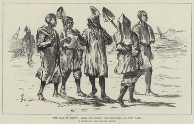 Krigen i Egypten, arabiske og tilbage kul-heavers ved Port Said af Johann Nepomuk Schonberg