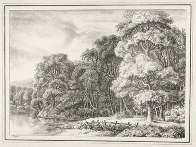Skovlandskab med sø, 1811-1816. af Johann Nepomuk Strixner